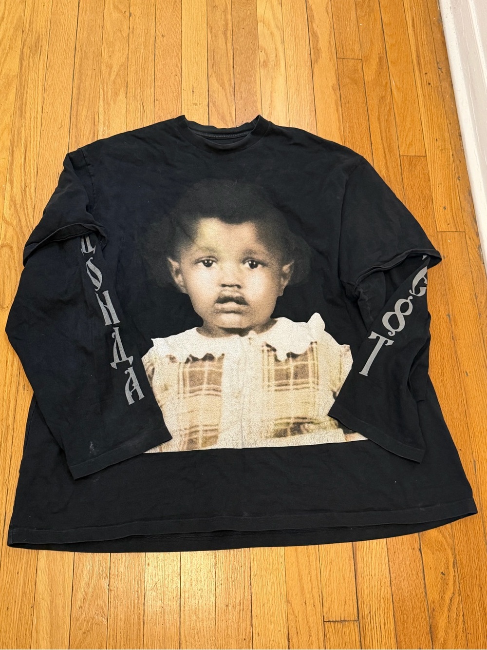 Balenciaga Black Long-Sleeve Graphic Tee